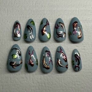 Hand Painted Koi Fish Press On Nails